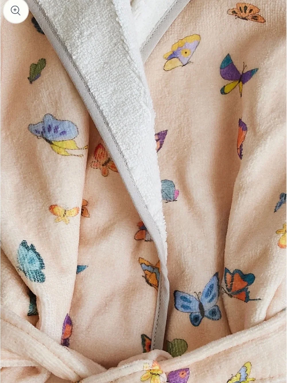 🦋 Timo & Violet Butterfly Hooded Bathrobe 1-2Y Velour Terry